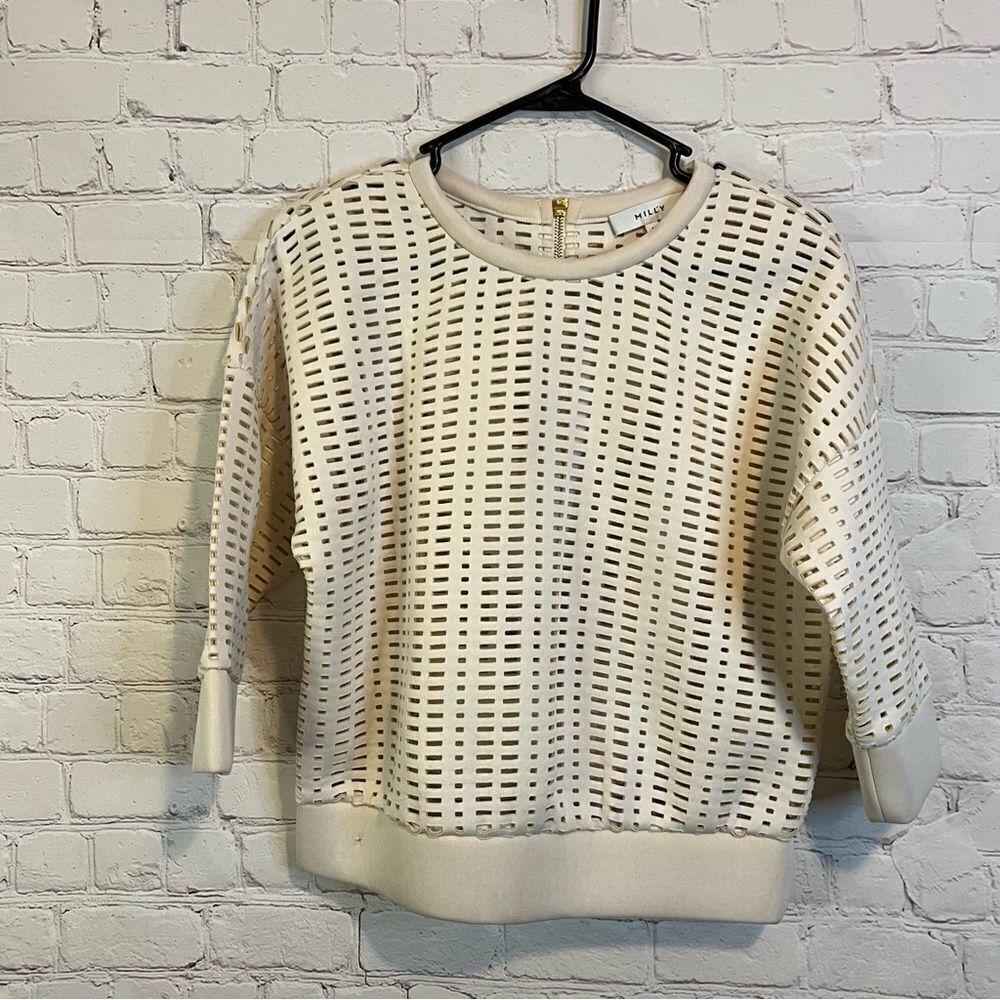 Milly Laser Cut Sweater size P Cream
